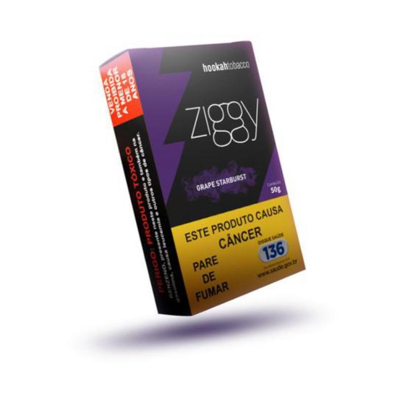 FUMO PARA NARGUILE ZIGGY – GRAPE – PACOTE 10X50G