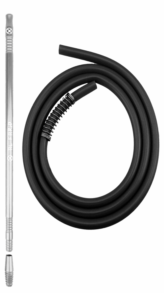 KIT MANGUEIRA ANTI CHAMA C/ PITEIRA PARA NARGUILE PRATA – UND